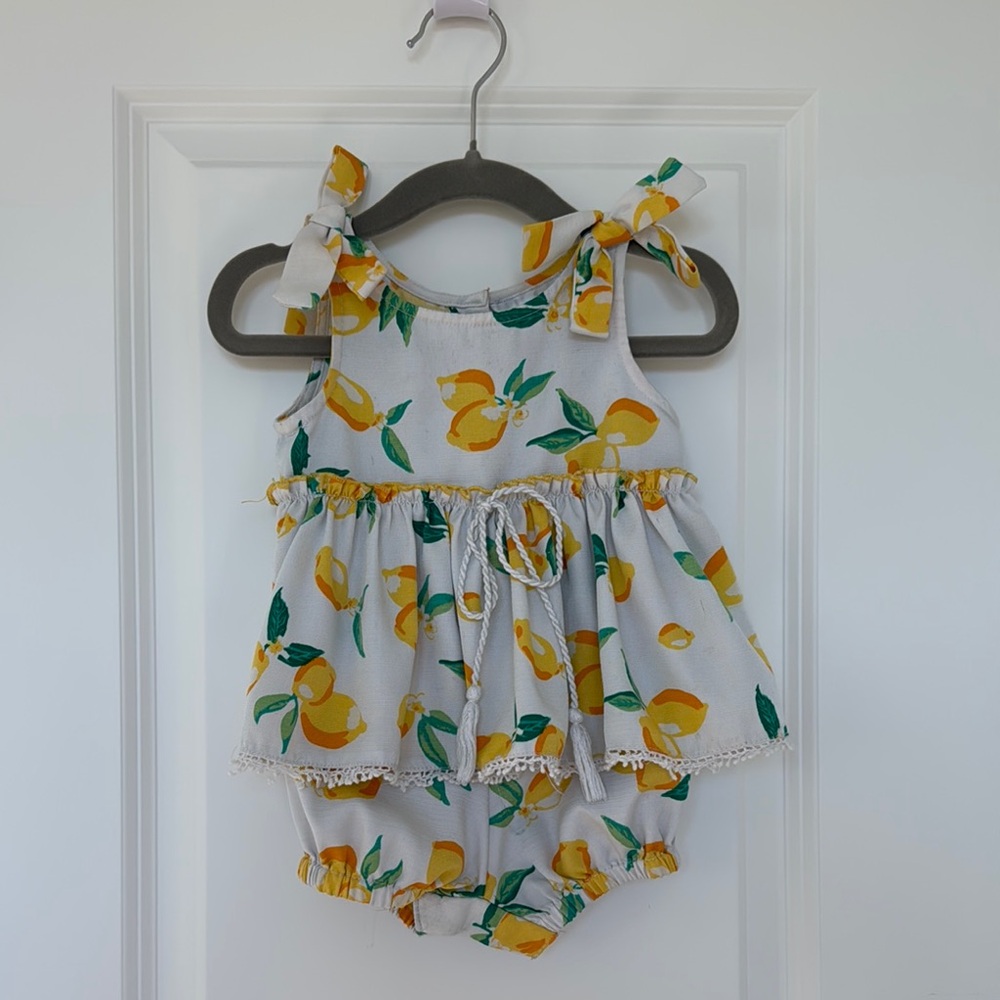 Lemon Print Baby Dress Set